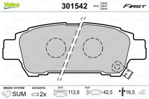 Valeo 301542 - Brzdové platničky -