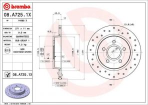 Brembo 08.A725.1X - Brzdový kotúč -