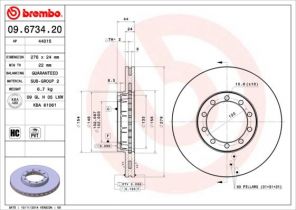 Brembo 09.6734.20 - Brzdový kotúč -