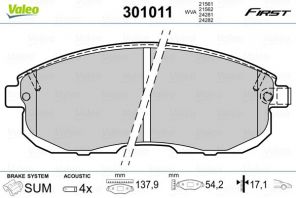 Valeo 301011 - Brzdové platničky -