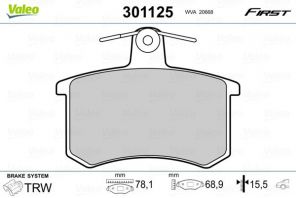 Valeo 301125 - Brzdové platničky -