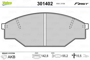 Valeo 301402 - Brzdové platničky -