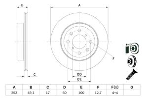 Bosch 0 986 479 E75 - Brzdový kotúč -
