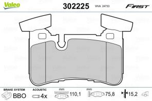 Valeo 302225 - Brzdové platničky -