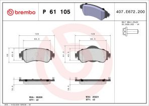 Brembo P 61 105 - Brzdové platničky -