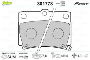 Valeo 301778 - Brzdové platničky -