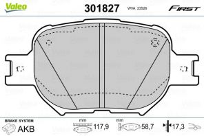 Valeo 301827 - Brzdové platničky -