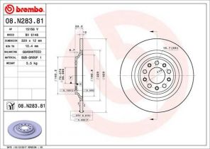 Brembo 08.N283.81 - Brzdový kotúč -