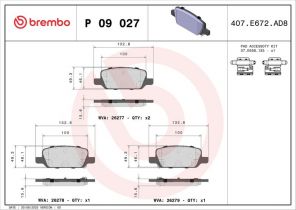 Brembo P 09 027 - Brzdové platničky -