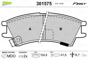 Valeo 301575 - Brzdové platničky -