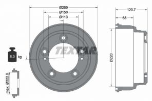 Textar 94046600 - Brzdový bubon -