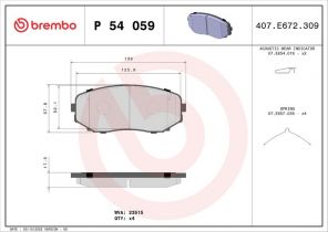 Brembo P 54 059 - Brzdové platničky -