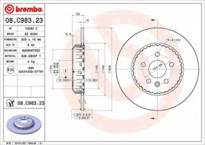 Brembo 08.C983.23 - Brzdový kotúč -