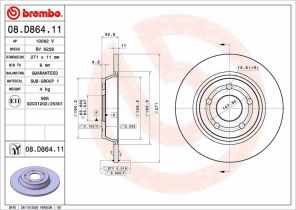 Brembo 08.D864.11 - Brzdový kotúč -