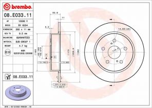Brembo 08.E033.11 - Brzdový kotúč -