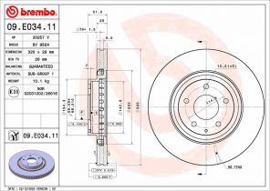 Brembo 09.E034.11 - Brzdový kotúč