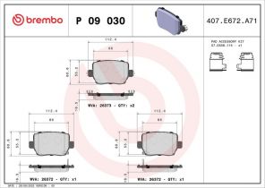 Brembo P 09 030 - Brzdové platničky -