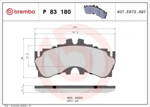 Brembo P 83 180 - Brzdové platničky -