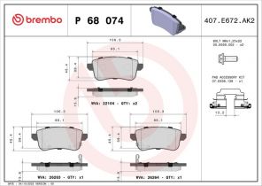 Brembo P 68 074 - Brzdové platničky -
