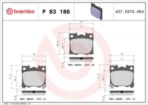 Brembo P 83 186 - Brzdové platničky -