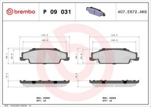 Brembo P 09 031 - Brzdové platničky -