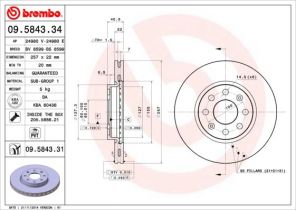 Brembo 09.5843.34 - Brzdový kotúč -