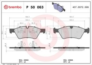 Brembo P 50 063 - Brzdové platničky -