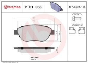 Brembo P 61 068 - Brzdové platničky -