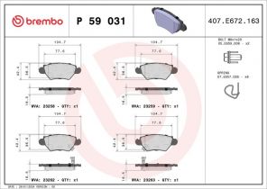 Brembo P 59 031 - Brzdové platničky -