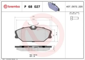 Brembo P 68 027 - Brzdové platničky -