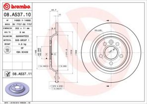 Brembo 08.A537.11 - Brzdový kotúč -