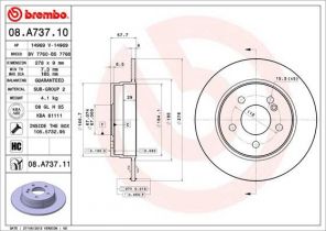 Brembo 08.A737.10 - Brzdový kotúč -