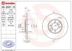 Brembo 08.2557.10 - Brzdový kotúč -