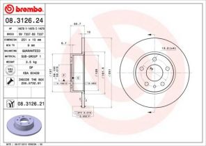 Brembo 08.3126.21 - Brzdový kotúč -
