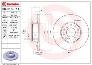 Brembo 08.3136.14 - Brzdový kotúč -