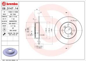 Brembo 08.3147.14 - Brzdový kotúč -