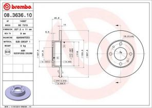 Brembo 08.3636.10 - Brzdový kotúč -