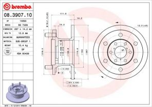 Brembo 08.3907.10 - Brzdový kotúč -