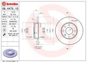 Brembo 08.4475.10 - Brzdový kotúč -