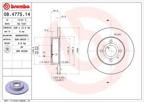Brembo 08.4775.14 - Brzdový kotúč -