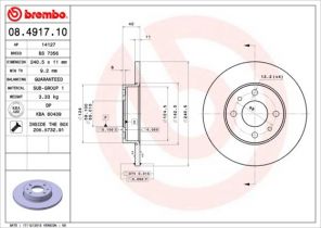 Brembo 08.4917.10 - Brzdový kotúč -
