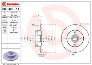 Brembo 08.5005.14 - Brzdový kotúč -