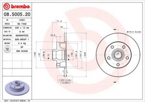 Brembo 08.5005.20 - Brzdový kotúč -