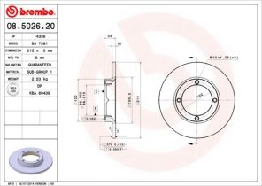 Brembo 08.5026.20 - Brzdový kotúč -