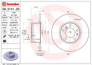 Brembo 08.5141.20 - Brzdový kotúč -