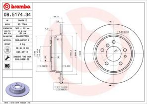 Brembo 08.5174.34 - Brzdový kotúč -