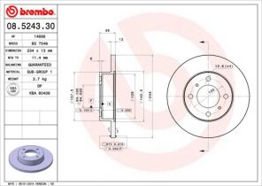 Brembo 08.5243.30 - Brzdový kotúč -