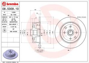 Brembo 08.5309.10 - Brzdový kotúč -