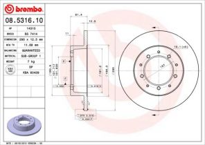 Brembo 08.5316.10 - Brzdový kotúč -