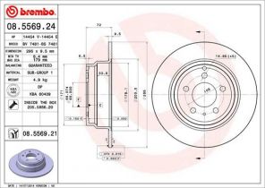 Brembo 08.5569.21 - Brzdový kotúč -